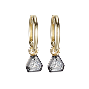 18K Black Rhodium Diamond Kite Shaped Charms on Huggies